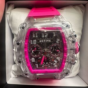 Ativa Vibrant Pink and Black Watch
